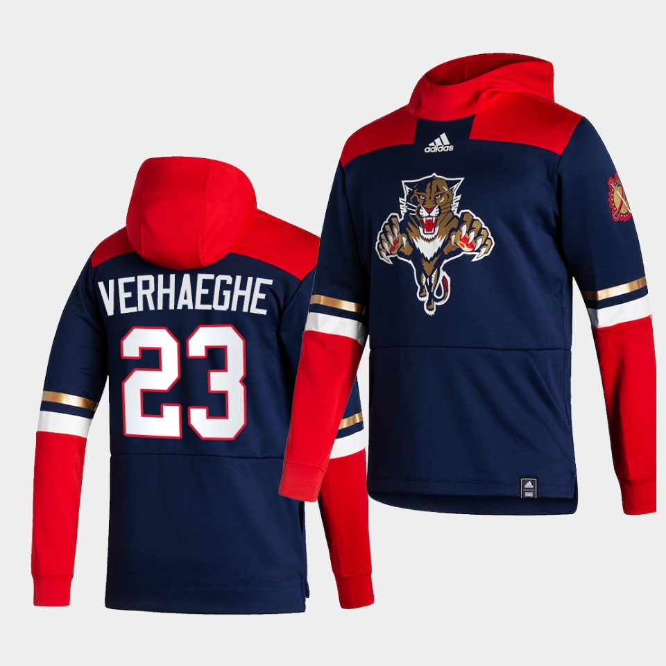 Men Florida Panthers #23 Verhaeghe Blue NHL 2021 Adidas Pullover Hoodie Jersey